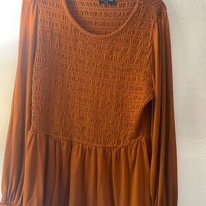 Lane Bryant Terracotta Smocked Top 14/16